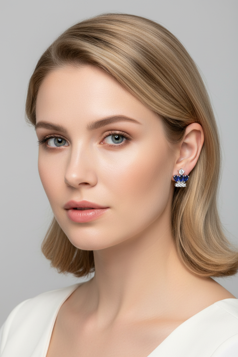 Sapphire Crown Studs