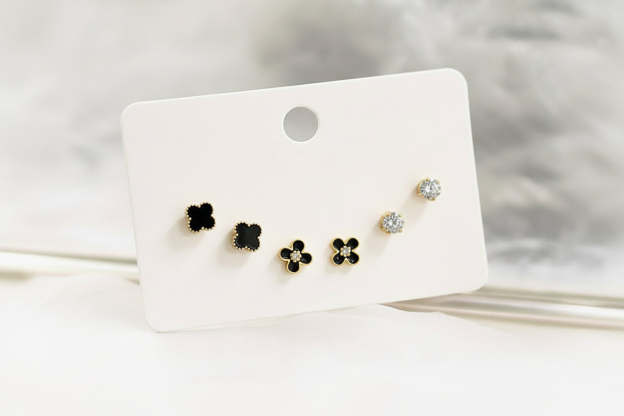Clover & Crystal Stud Set