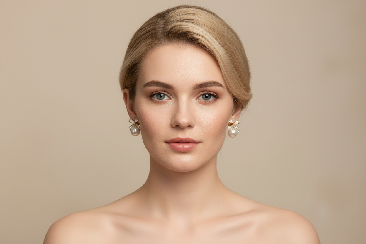 Bow Pearl Drop Studs