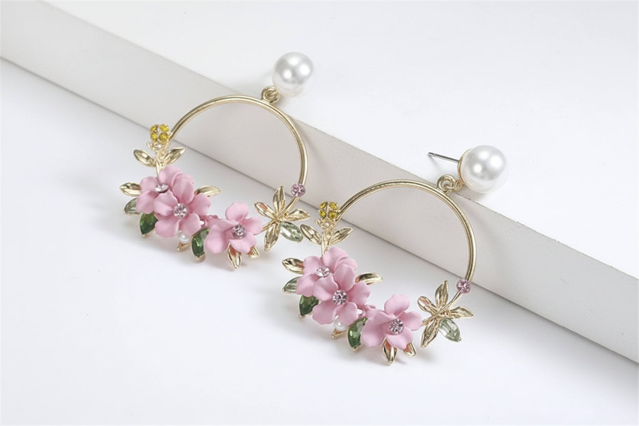 Pearl Blossom Hoops