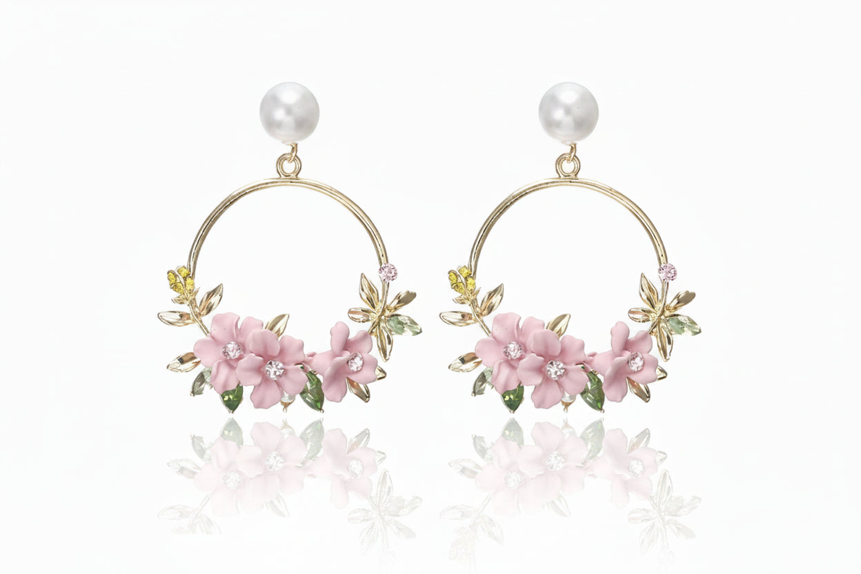 Pearl Blossom Hoops