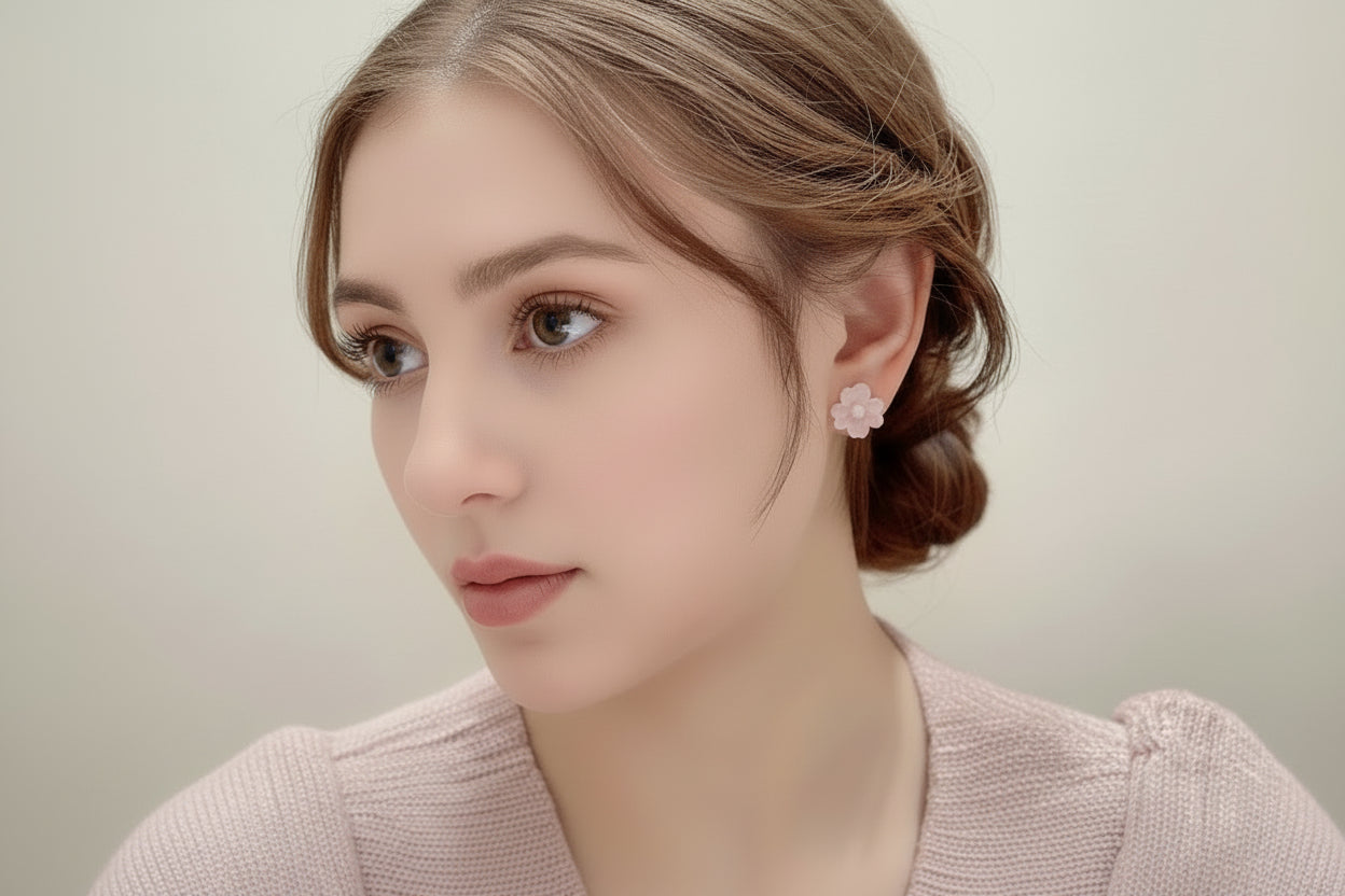 Pink Bow Drop Earrings