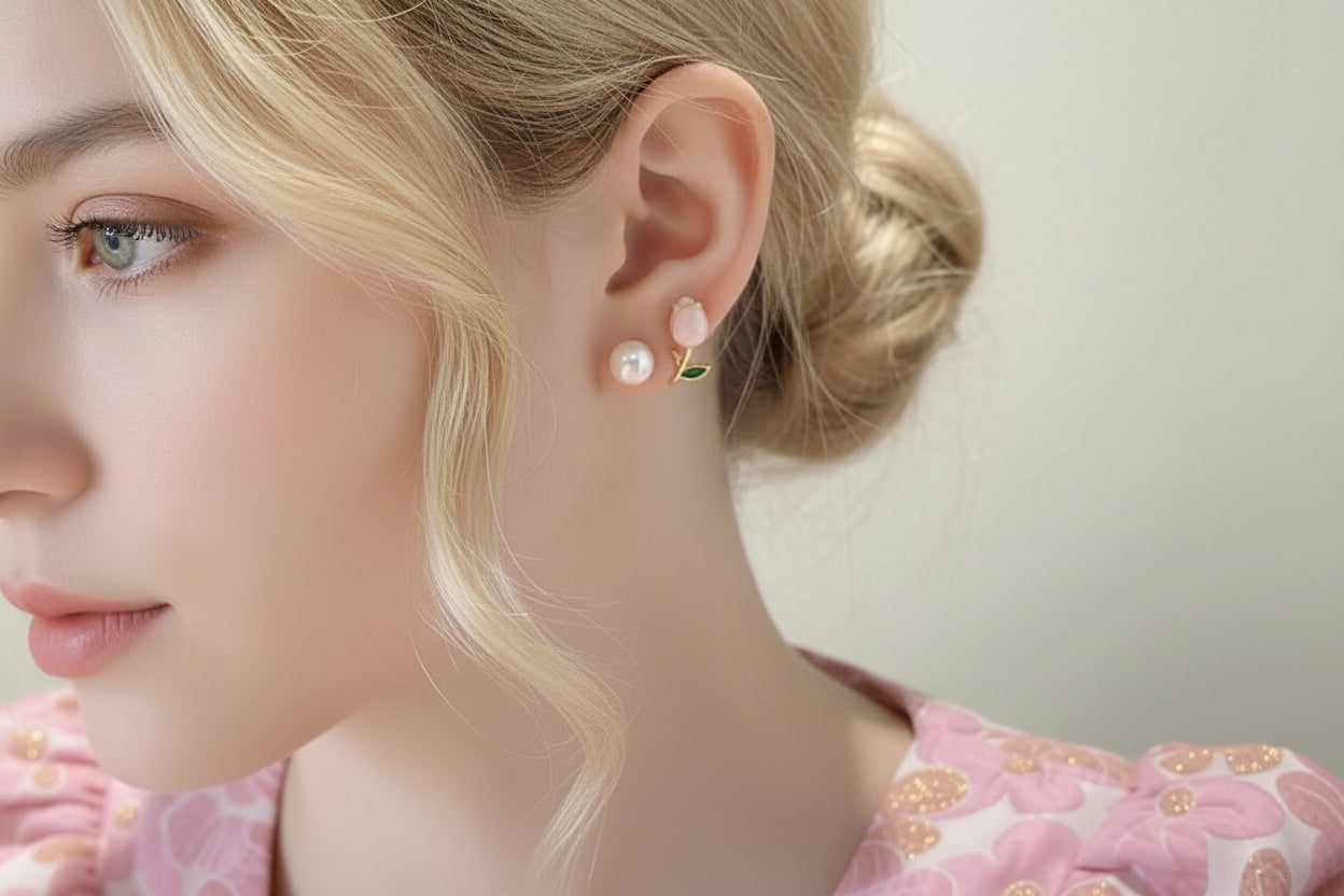 Rose Pearl Studs