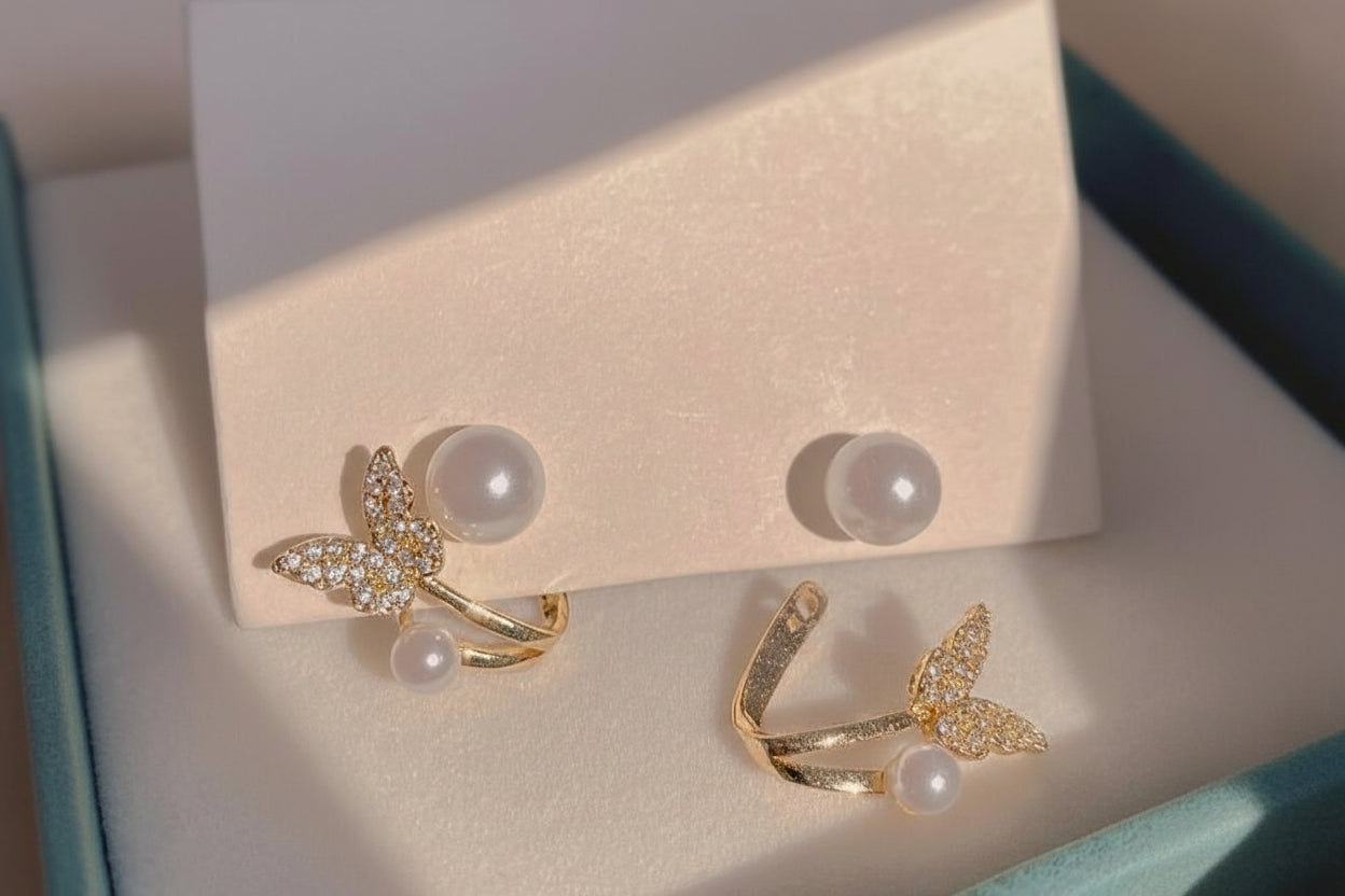 Pearl Butterfly Ear Cuffs
