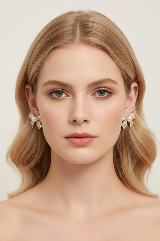 Crystal-paved ribbon bows Earrings