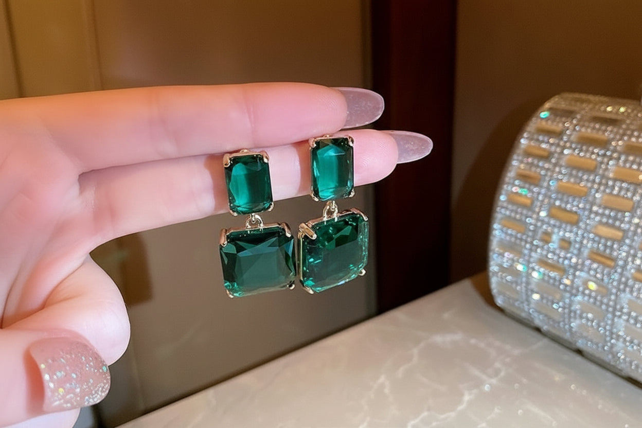 Emerald Duo Drop Earrings