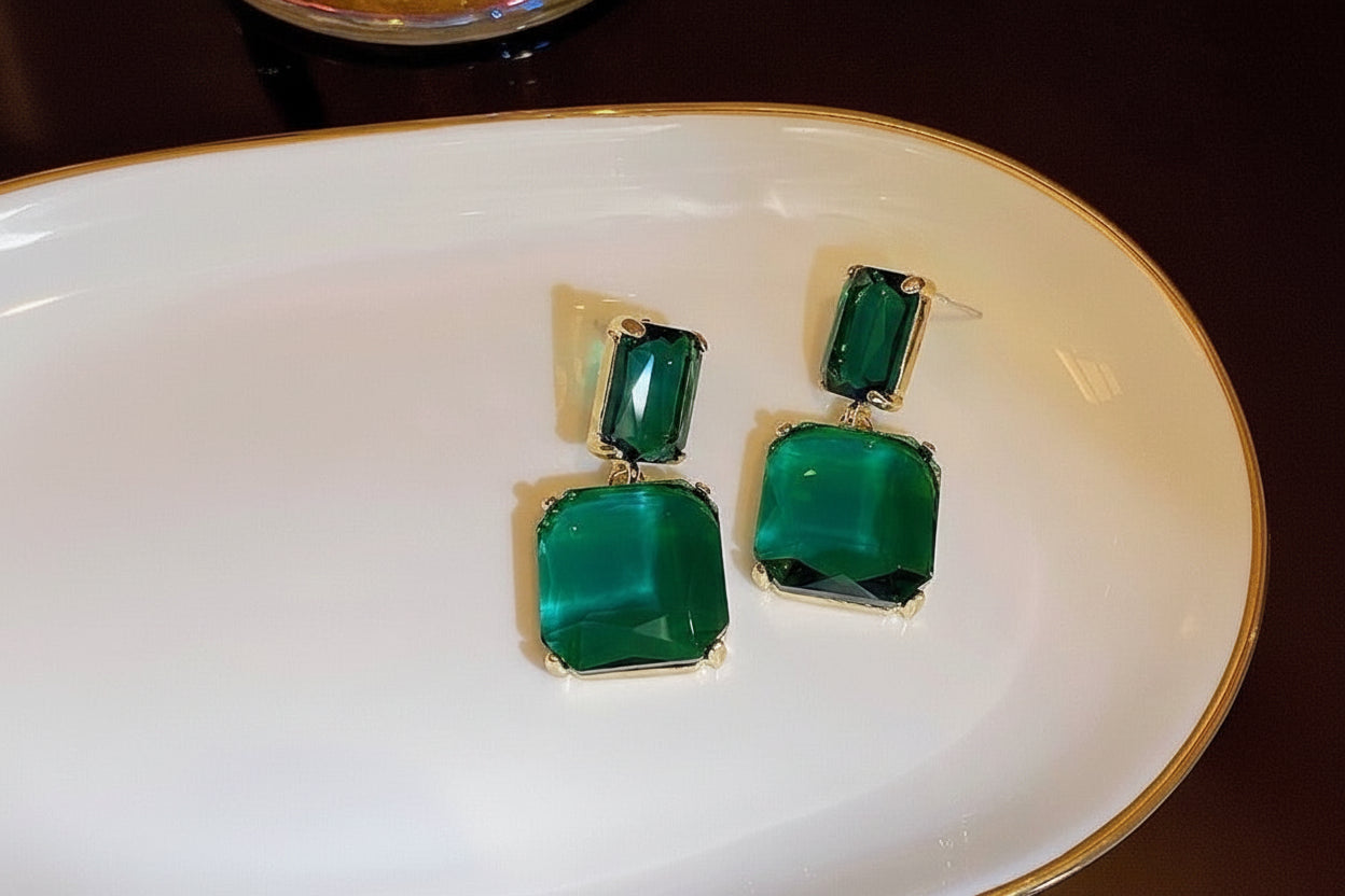 Emerald Duo Drop Earrings