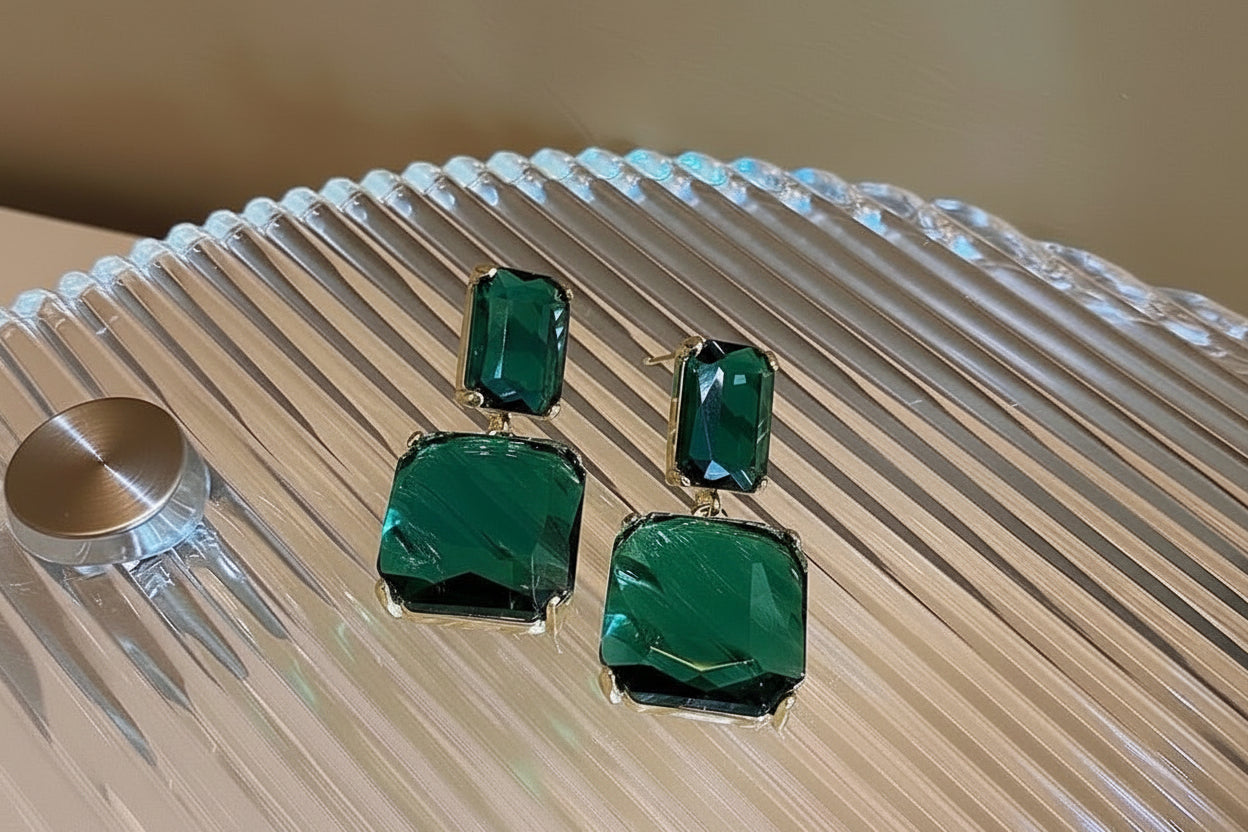 Emerald Duo Drop Earrings
