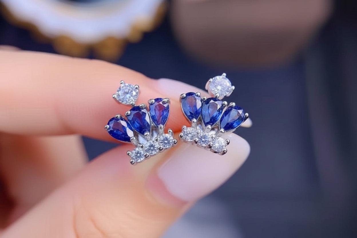Sapphire Crown Studs