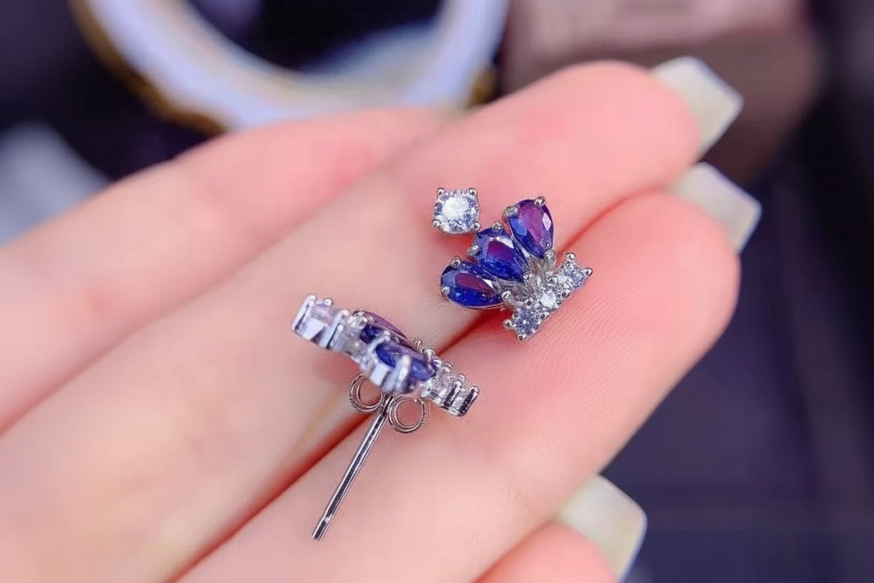 Sapphire Crown Studs