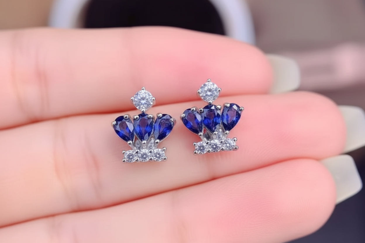 Sapphire Crown Studs