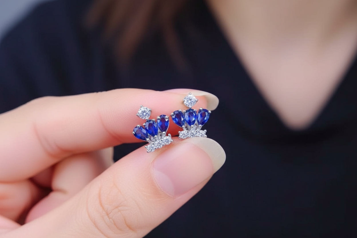 Sapphire Crown Studs