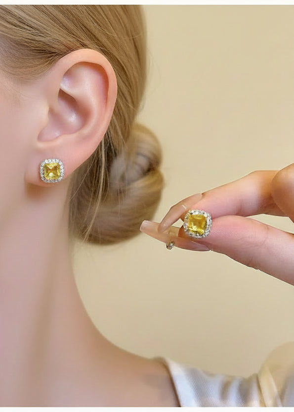 Pink & Yellow Halo Studs