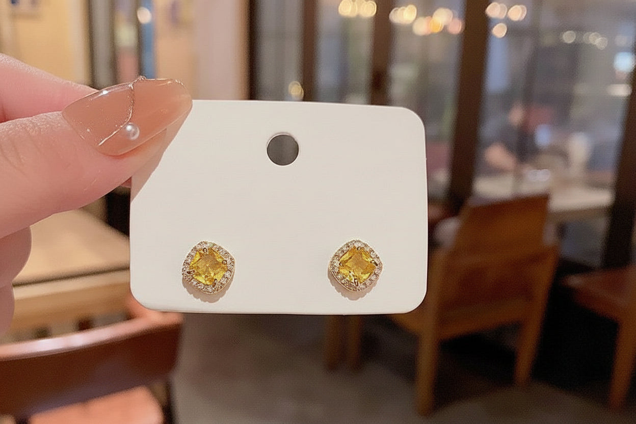 Pink & Yellow Halo Studs