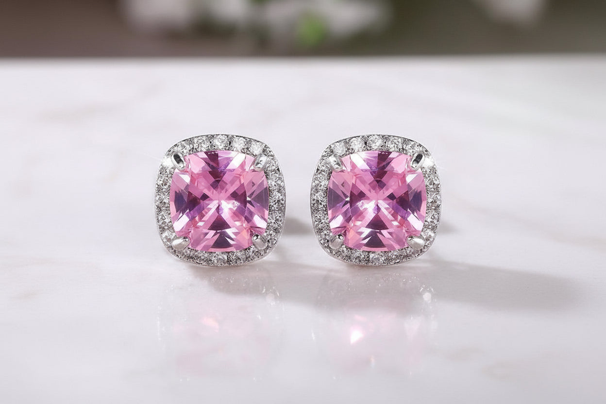 Pink & Yellow Halo Studs