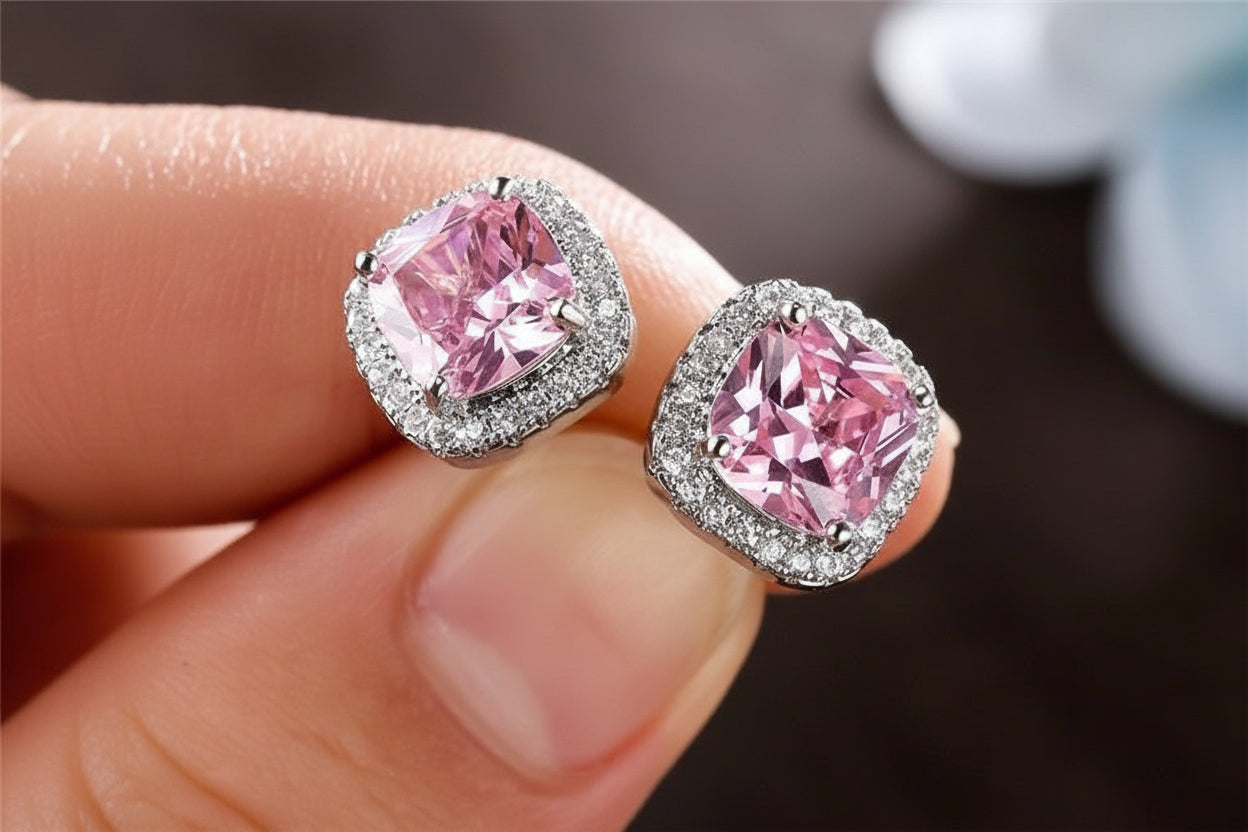 Pink & Yellow Halo Studs