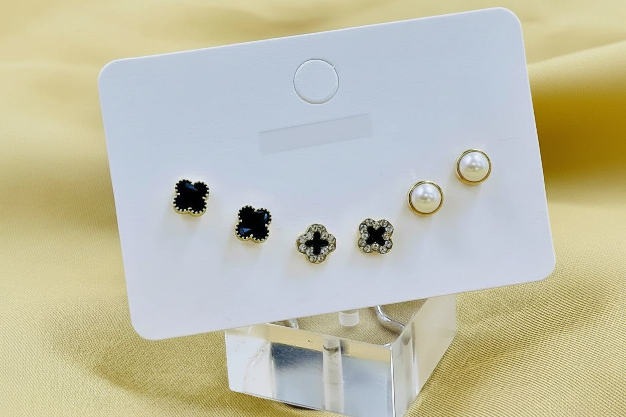 Clover & Crystal Stud Set