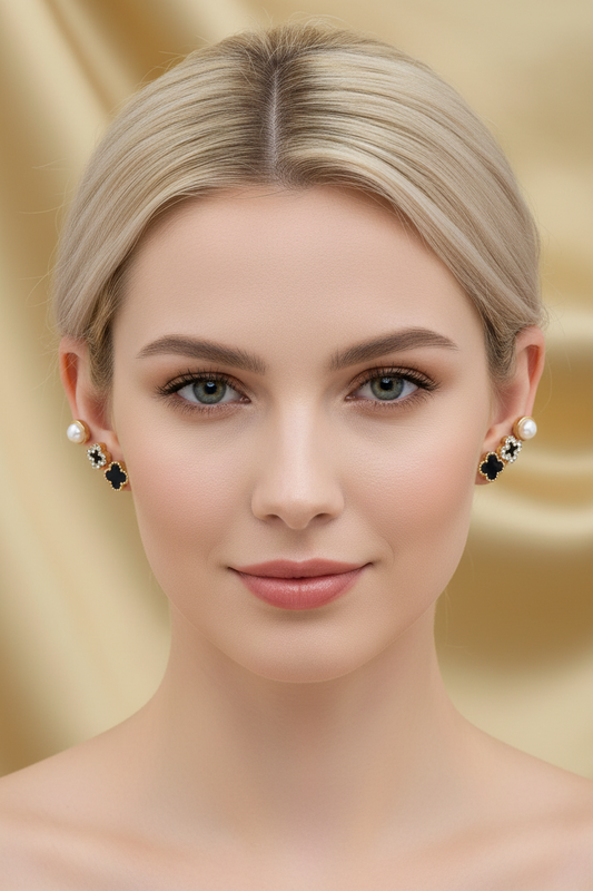Clover & Crystal Stud Set