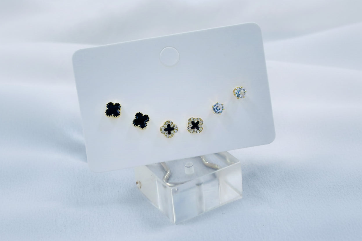 Clover & Crystal Stud Set